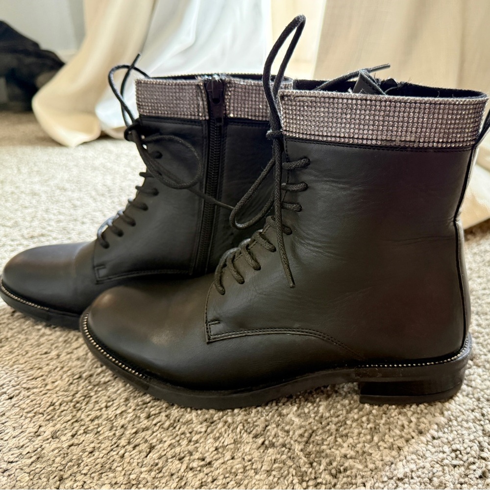 Journee Collection Black Lace-Up Combat Boots